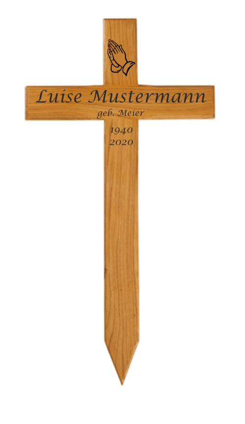 Holzkreuz mit Symbol betende Hände